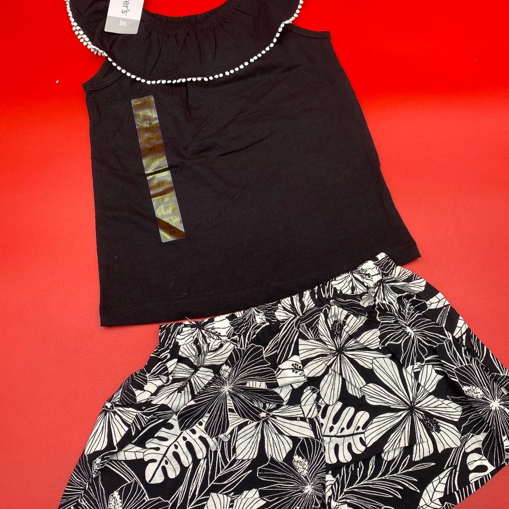 Carter SET SHORTS GIRLS ,COLOR :BLACK AND WHITE